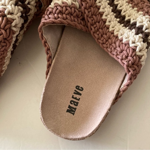 NWOT Maeve Anthropologie Crochet Cross Strap Neutral Boho Sandals Sz 37 - Picture 2 of 5